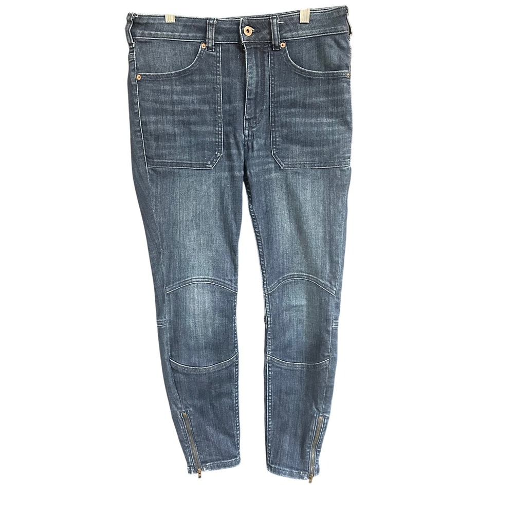 Pilcro Anthropologie High Rise Denim‎ Legging Moto Ankle Zip Jeans 30 Petite